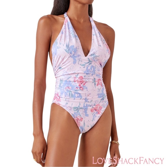 LoveShackFancy Other - LoveShackFancy **NWT** Abelia Ruched Halterneck Swim suit in Wild Lily Floral